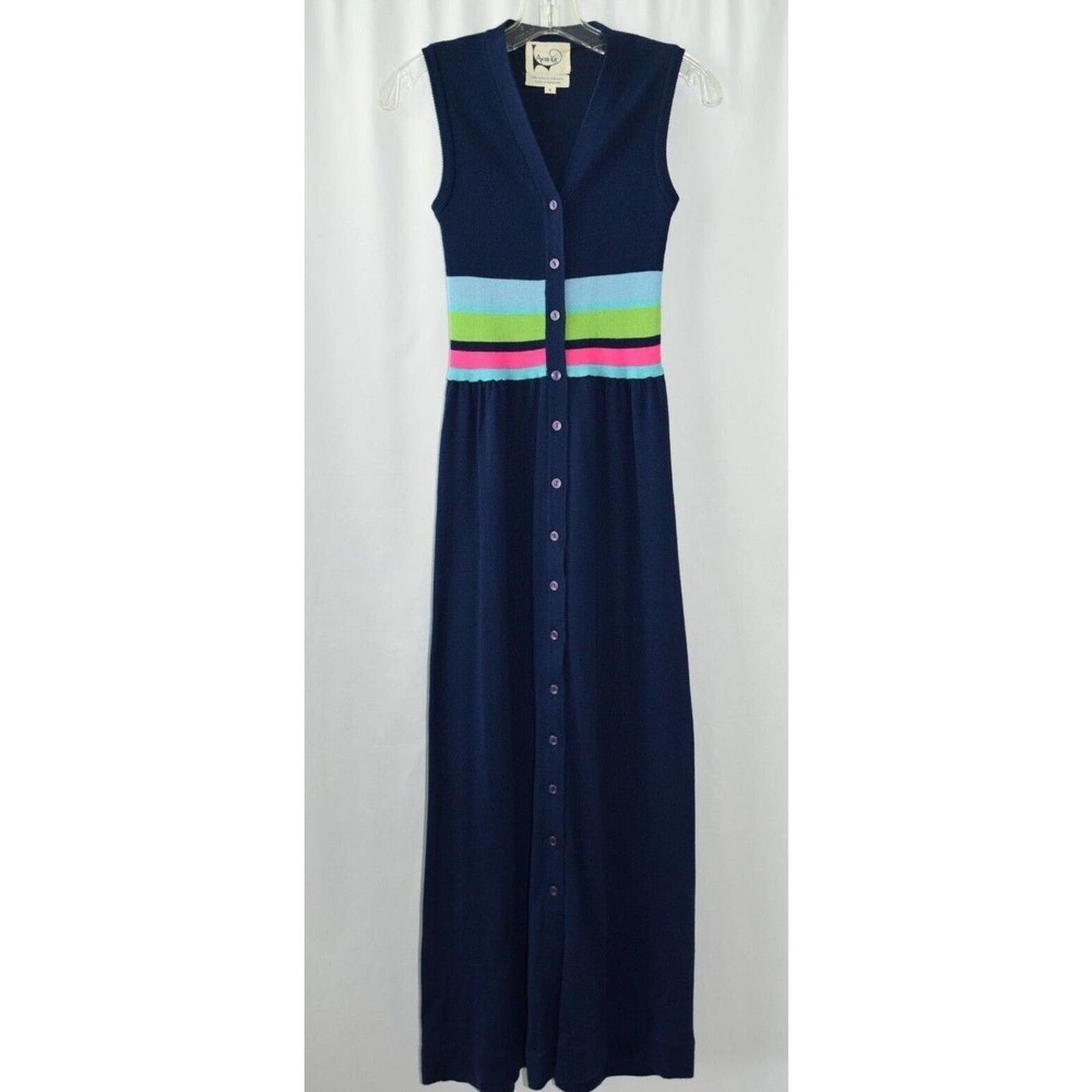 Vintage‎ Aristo Kat Knit Maxi Dress Button Front Pencil Wool Acrylic Hong Kong - Picture 11 of 12